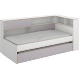 Uitschuifbed met slaaplade - 90 x 200 en 90 x 190 cm - Wit en grijs - LOSIANA