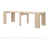 Uittrekbare sidetabletafel ONEGA - 10 personen - 4 verlengstukken - Kleur: eiken