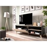 TV-meubel KOLYMA - 1 deur & 2 nissen - Kleur: Eiken & Antraciet