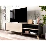TV-meubel KOLYMA - 1 deur & 2 nissen - Kleur: Eiken & Antraciet