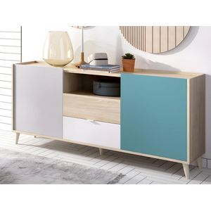 DEKIT Nova Sideboard, melamine, natuur/smaragd