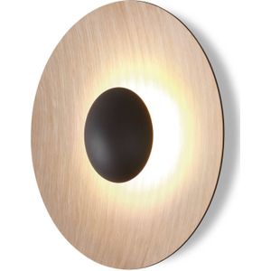 LED-wandlamp, rond, 6 W, 2700 K, CRI90, met diffuser van geperst hout, model Ginger 32 C, eiken, 9,3 x 32 x 32 cm, A662-148
