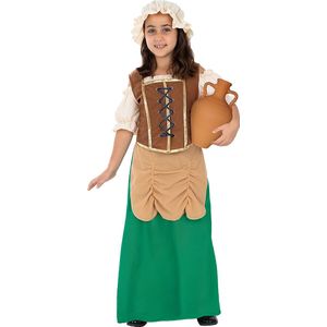 Funidelia | Middeleeuws Herbergierkostuum Voor voor meisjes - Middeleeuwse, Middeleeuwen, Boeren, Herbergier - Kostuum voor kinderen Accessoire verkleedkleding en rekwisieten voor Halloween, carnaval & feesten - Maat 135 - 152 cm - Bruin