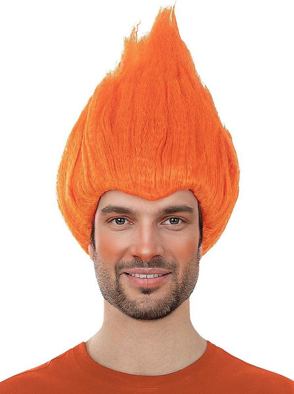Funidelia | Oranje Pruik - Trolls voor vrouwen en mannen Tekenfilms, Trolls, Films & Series - Accessoires voor Volwassenen, kostuum accesoires - Oranje