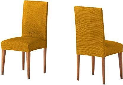 Martina Home Tunez Set van 2 stoelhoezen van stof met rugleuning, 24 x 30 x 6 cm, mosterd