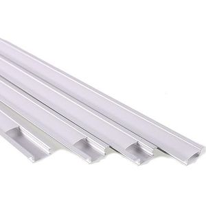 Jandei - 4 x aluminium profielen 1 meter voor het installeren van ledstrips in groeven, vloeren, muren. Transparante afdekking. Complete set, inclusief eindkappen (24,5 mm x 6,87 mm geïntegreerd)