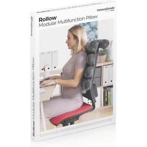 InnovaGoods® Ergonomisch multifunctioneel buiskussen met 5 modules, opvouwbaar, duurzaam en duurzaam, fluweelachtig design, katoen/PP-materiaal, ideaal voor kantoor, thuis, thuiswerk, auto., grijs.,