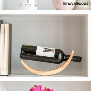InnovaGoods® Zwevende houten wijnrek Woolance, decoreer je huis met stijl en verfijning, bruine kleur, rubberhouten materiaal, ideaal voor feestjes en evenementen.