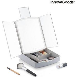 Innovagoods - Panomir - 3-in-1 Vouw LED-Spiegel - Met Make-uporganisator - Modern Ontwerp