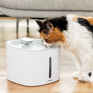 InnovaGoods® Stille kattenfontein, kattendrinkbak met 3 soorten afvoer, inhoud van 3 l en waterstroom tot 100 l/u, kattenaccessoires helpen de waterkwaliteit te verbeteren.