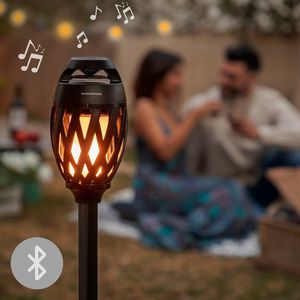 InnovaGoods - Draadloze Bluetooth 5.0 Speaker met LED Vlameffect, 3-in-1 Multifunctioneel, Oplaadbaar, Draagbaar voor Binnen en Buiten, Zwart