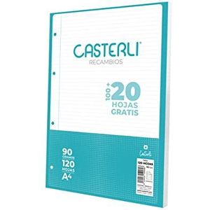 CASTERLI - 72624 navulverpakking, 100 + 20 vellen met rand, A4, 4 boringen, 90 g papier (A4, LINEA)