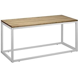 Icub Industriële salontafel, vintage, hout en metaal, wit, 70 x 45 cm, 40 cm