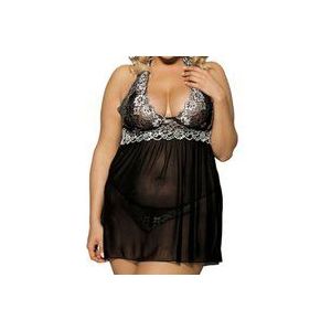 Babydoll mit weißen Spitzen-Cups plus Tanga