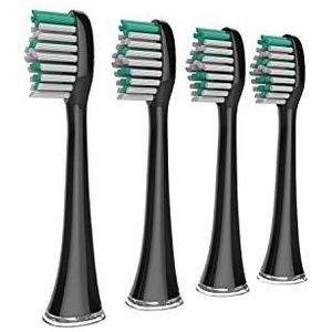 IKOHS SONIC PEARL Vervangende tandenborstelkoppen voor ultrasone tandenborstel, 4 stuks, vervangende koppen voor ultrasone tandenborstel, zwart
