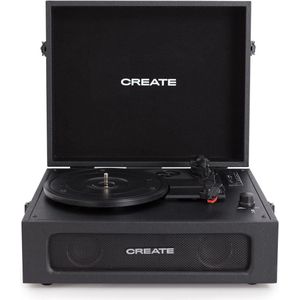CREATE - Platenspeler Retro - Zwart - Bluetooth - USB - SD - MicroSD - Mp3-recorder/speler