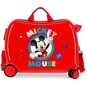 Mickey Mouse rol zit kinderkoffer ABS 4 w rood