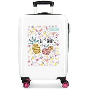 Enso Juicy Fruits cabinekoffer, meerkleurig, 37 x 55 x 20 cm, ABS-harde schaal met cijferslot 34 l, 2,6 kg, 4 dubbele wielen, handbagage, wit, 37 x 55 x 20 cm, jeugdmode, Wit, 37x55x20 cms, Jeugd