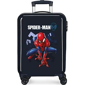 Marvel Spiderman Action trolleykoffer, blauw, 37 x 55 x 20 cm, stijf, ABS, cijferslot, 34 l, 2,6 kg, 4 dubbele wielen, handbagage, blauw, 37 x 55 x 20 cm, kindermodus, Blauw, Mode voor kinderen