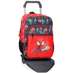 Marvel Go Spidey schoolrugzak met trolley, rood, 30 x 38 x 12 cm, polyester, 13,68 liter, rood, schoolrugzak met trolley, Rood, schoolrugzak met trolley