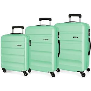 Roll Road Flex, turquoise, 55/65/75 cm, 3-delige kofferset, Turkoois, 3 x koffer