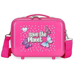 Movom Save the Planet Pennenetui, Fuchsia, 29x21x15 cms, Cosmetische tas ASB roze
