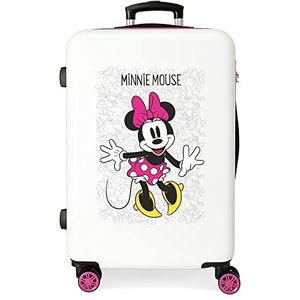 Disney Minnie Enjoy the Day koffer, middelgroot, wit, 48 x 68 x 26 cm, ABS, cijferslot 70 l, 3,7 kg, 4 dubbele wielen