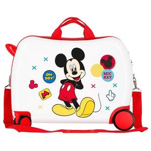 Disney Mickey Enjoy the Day Kinderkoffer, wit, 50 x 38 x 20 cm, harde schaal, ABS, cijferslot 34 l, 2,1 kg, 4 wielen, handbagage