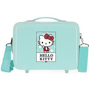 Hello Kitty Bow Nececer, aanpasbaar, Groen, 29x21x15 cms, Toilettas, aanpasbaar