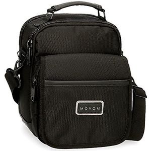 Movom Heren Wall Street Bagage - Messenger Bag, Zwart/Wit, 20x25x12 cms, Dubbele schoudertas