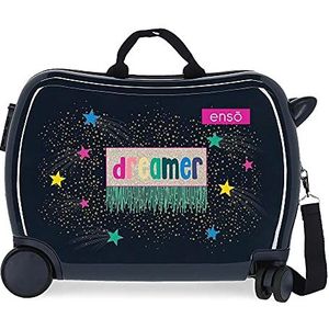 Enso Dreamer kinderkoffer, blauw, 50 x 38 x 20 cm, stijf, ABS, zijdelingse combinatiesluiting, 34 x 1,8 kg, 4 wielen, handbagage.