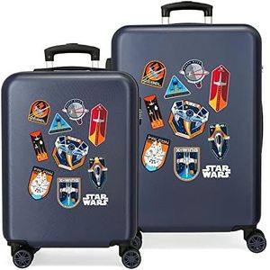 Star Wars Badges kofferset blauw 55/68 cm harde schaal ABS zijdelings cijferslot 104 6 kg 4 dubbele wielen handbagage drager