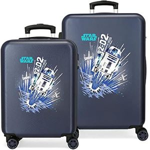 Star Wars Droids kofferset, blauw, 55/68 cm, stijf, ABS, zijdelingse cijfercombinatiesluiting 104 6 kg, 4 dubbele wielen, handbagage.