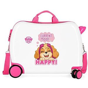 Paw Patrol Playful Kinderkoffer, wit, 50 x 38 x 20 cm, stijve ABS-combinatiesluiting aan de zijkant, 34 1,8 kg, 4 wielen, handbagage.