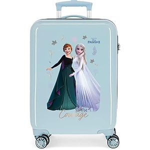 Disney Frozen Seek Courage cabine-koffer, blauw, 34 x 55 x 20 cm, stijf, ABS-combinatieslot, zijdelings 32 l, 2,62 kg, 4 dubbele wielen, handbagage.