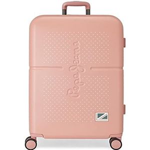 Pepe Jeans Laila koffer, middelgroot, roze, 48 x 70 x 28 cm, stijve ABS-sluiting, geïntegreerd, 79 l, 3,22 kg, 4 wielen, uittrekbaar