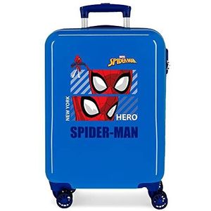 Marvel Spiderman Hero cabinekoffer, blauw, 38 x 55 x 20 cm, stijf, ABS-kunststof, zijcombinatie, 34 kg, 2 kg, 4 dubbele wielen, handuitrusting, blauw, handkoffer, Blauw, cabine koffer