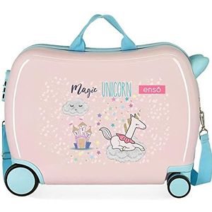 Enso Magic Unicorn Kinderkoffer, roze, 50 x 38 x 20 cm, stijve ABS-combinatiesluiting, 34 l, 1,8 kg, 4 wielen, handbagage