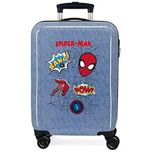 Marvel Spiderman Denim cabinetrolley, blauw, 38 x 55 x 20 cm, stijve ABS-combinatiesluiting, zijkant, 34 l, 2 kg, 4 wielen, handbagage
