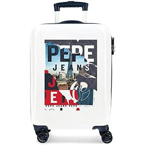 Pepe Jeans Digitale cabine trolley, wit, 40 x 55 x 20 cm, stijf, ABS, geïntegreerde TSA-sluiting, 38,4, 2 kg, 4 wielen, dubbele handbagage