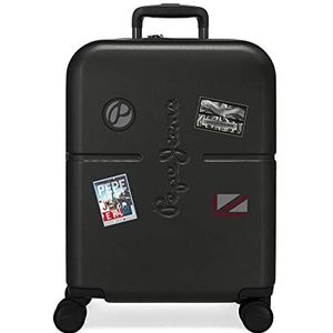 Pepe Jeans Chest cabinekoffer, zwart, 40 x 55 x 20 cm, ABS-harde schaal, geïntegreerde TSA-sluiting, 37 l, 3,22 kg, 4 dubbele wielen, handbagage