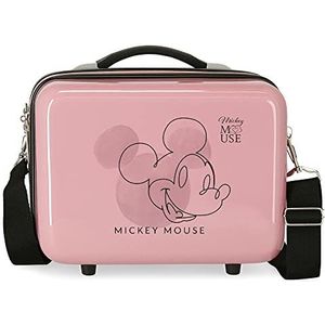 Disney Mickey Outline Toilettas, aanpasbaar, met schoudertas, roze, 29 x 21 x 15 cm, stijf, ABS 9,14 l