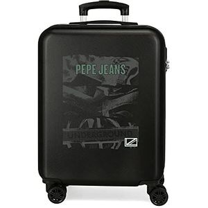 Pepe Jeans Davis Cabinetrolley, zwart, 38 x 55 x 20 cm, hard plastic, zijdelingse combinatiesluiting 35, 2 kg, 4 wielen, handbagage