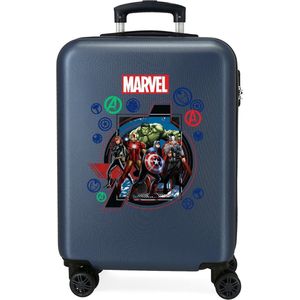Marvel De Avengers On The Warpath cabinetrolley, blauw, 38 x 55 x 20 cm, vaste ABS-combinatiesluiting, zijdelings 35 l, 2 kg, 4 wielen, handbagage