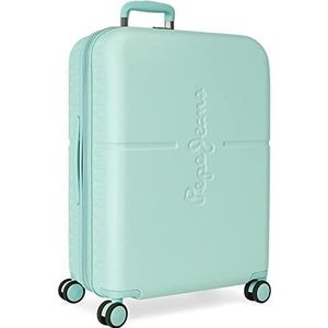 Pepe Jeans Highlight koffer, middelgroot, turquoise, 48 x 70 x 28 cm, harde schaal, ABS, geïntegreerde TSA-sluiting, 79 l, 4,32 kg, 4 wielen, uittrekbaar