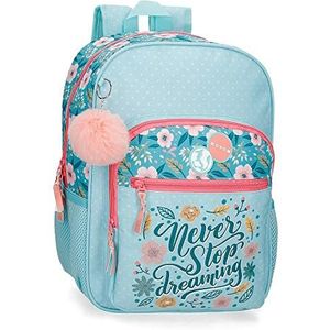 Movom Never Stop Dreaming schoolrugzak, blauw, 30 x 38 x 12 cm, polyester, 13,68 l, blauw, schoolrugzak, Blauw, schoolrugzak