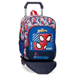 Marvel spiderman hero rugzak, Blauw, Eén maat, Schoolrugzak + trolley