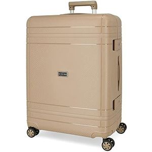 Movom Middelgrote koffer, beige, 44 x 66 x 27 cm, stijf, polypropyleen, TSA-sluiting, 78 l, 3,82 kg, 4 dubbele wielen, beige, middelgrote koffer, beige, middelgrote koffer, Beige, Middelgrote koffer