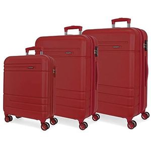 Movom Galaxy, cabinekoffer, kofferset, van ABS, een sterk en licht materiaal, zijdelingse cijferslot op de koffer voor veilig reizen, bordeaux, Talla Unica, 3-delige kofferset