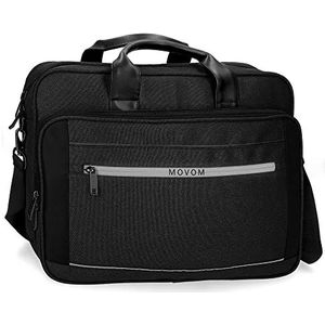 Movom trimmed laptoptas, dubbel, aanpasbaar, 15,6 inch, zwart, 40 x 30 x 11 cm, polyester, Blanco Y Gris, Laptoptas met twee aanpasbare vakken